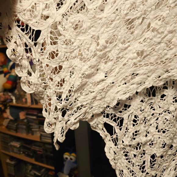 kenar white thick lace handkerchief hem tie shoulder tank size large boho - Picture 3 of 4